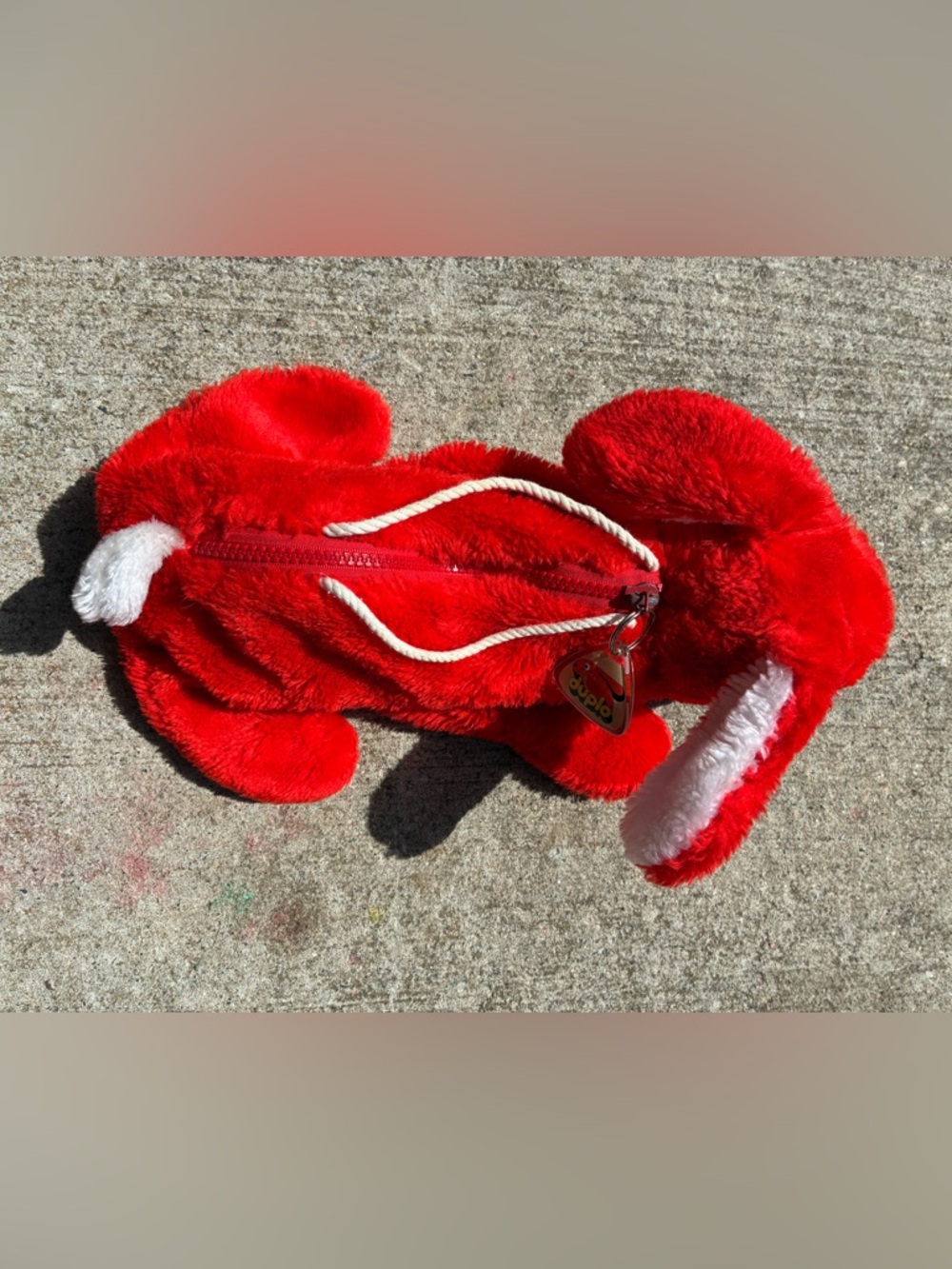 Vintage Lego Bunny Duplo Red Plush Rabbit Bag W/ Handles & Keychain